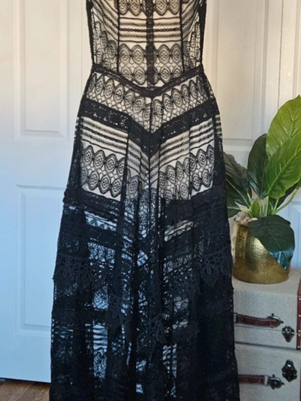 Free People Mitered Meadows Black Lace Maxi Dress - Picture 7 of 15